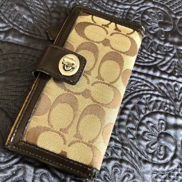 Coach Handbags - Coach wallet Y2K‎ cloth brown tan bi fold wallet